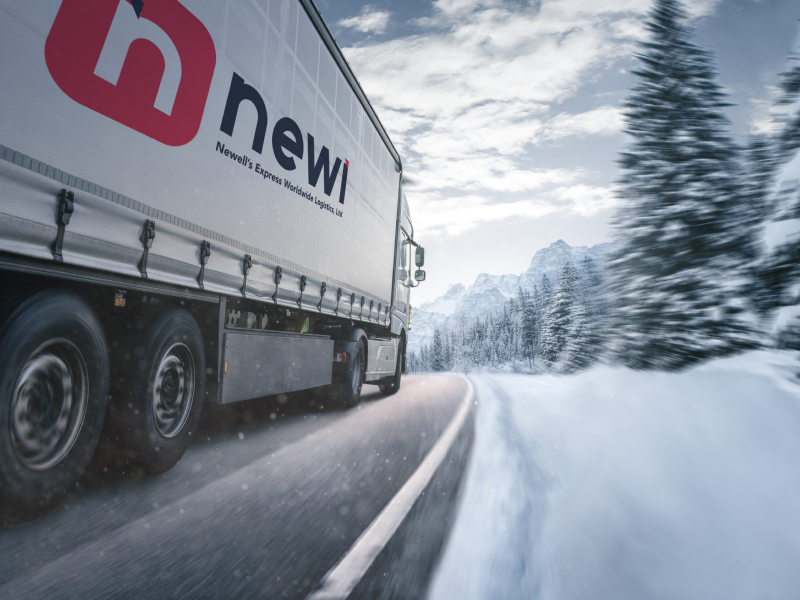 newl truck in snow